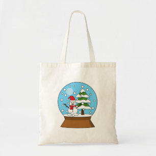 Tote Bag Globe de neige avec Snowman et Pine Tree