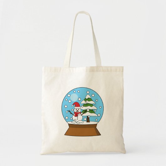 Tote Bag Globe de neige avec Snowman et Pine Tree (Devant)