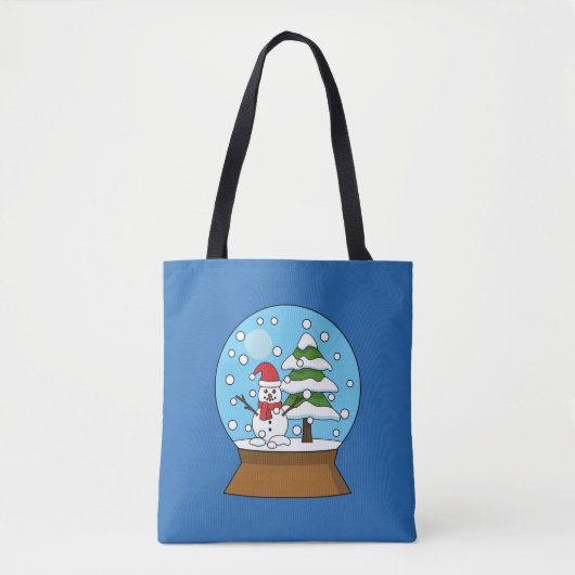 Tote Bag Globe de neige avec Snowman et Pine Tree (Devant)