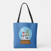 Tote Bag Globe de neige avec Snowman et Pine Tree (Dos)