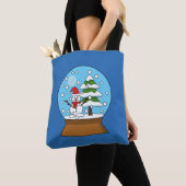 Tote Bag Globe de neige avec Snowman et Pine Tree (De près)