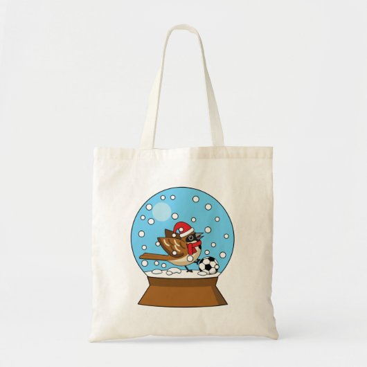 Tote Bag Globe de neige avec un moineau mignon jouant au so (Devant)