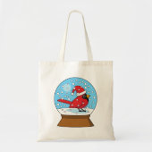 Tote Bag Globe des neiges avec cardinal rouge mignon (Devant)