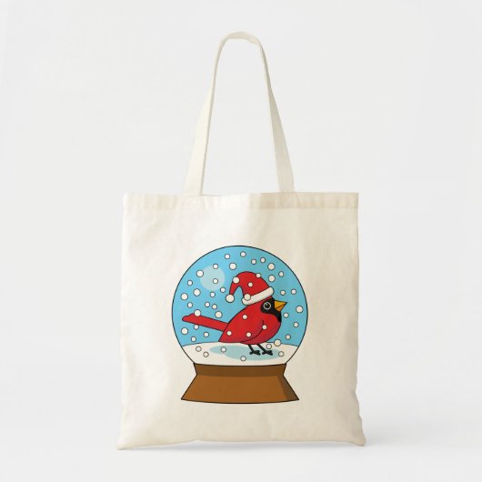 Tote Bag Globe des neiges avec cardinal rouge mignon (Devant)