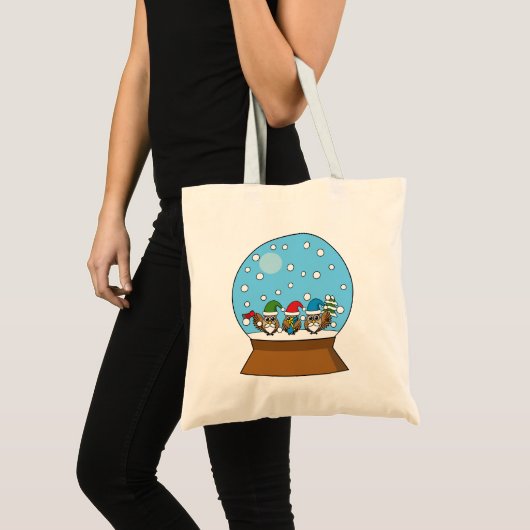Tote Bag Globe des neiges avec trois Chouettes Gnomes (Devant (produit))