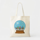 Tote Bag Globe des neiges avec trois Chouettes Gnomes (Devant)