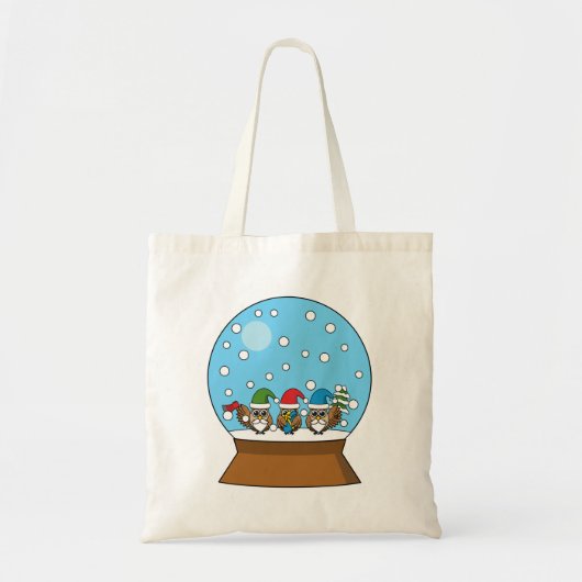 Tote Bag Globe des neiges avec trois Chouettes Gnomes (Devant)