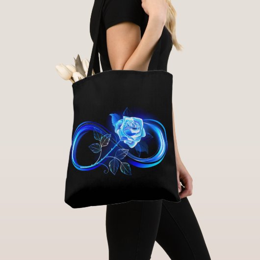 Tote Bag Glowing infinity with blue rose (De près)
