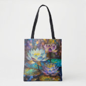 Tote Bag Glowing Lotus Flowers Trio (Devant)