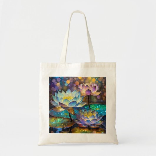 Tote Bag Glowing Lotus Flowers Trio (Devant)