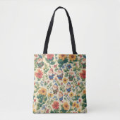 Tote Bag Gnome a flower motif design (Devant)