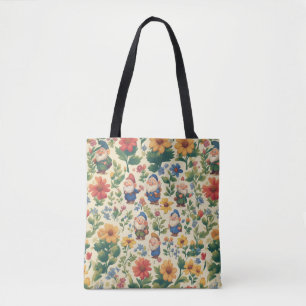 Tote Bag Gnome a flower motif design