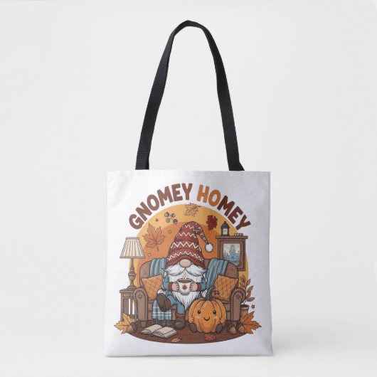 Tote Bag Gnome à la maison citrouille saisonnier design (Devant)