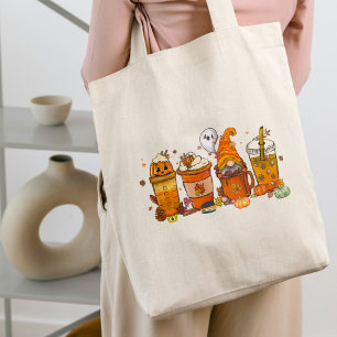 Tote Bag Gnome d'automne effrayant Café au goût de citrouil