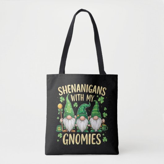 Tote Bag Gnome de la Fête de la Saint-Patrick Chanceux Trèf (Devant)