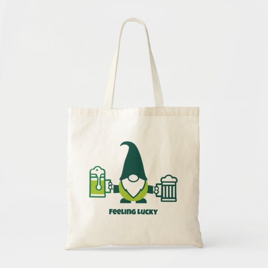Tote Bag Gnome de la Saint-Patrick avec chope de bière (Devant)