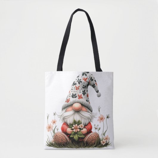 Tote Bag Gnome de printemps floral (Devant)