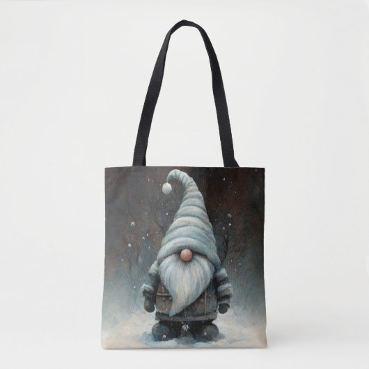 Tote Bag Gnome d'hiver dans une forêt de neige (Devant)