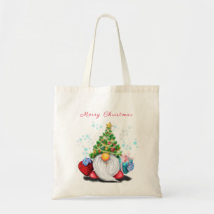 Tote Bag Gnome mignonne avec arbre de Noël Casquette et cad