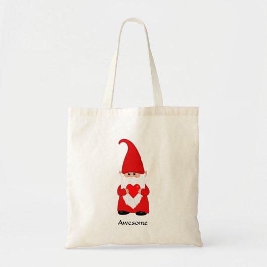 Tote Bag Gnome mignonne habillé en rouge avec coeur (Devant)
