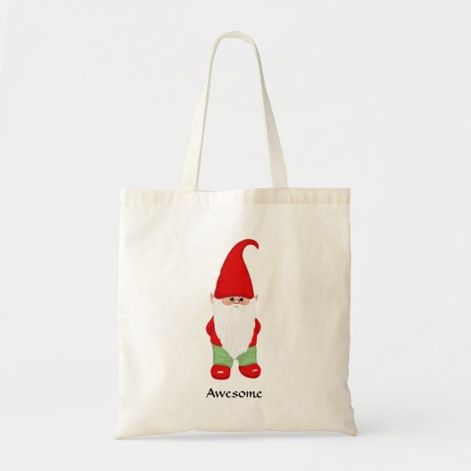 Tote Bag Gnome moderne habillé en vert et rouge (Devant)
