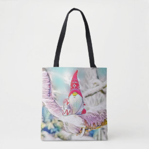 Tote Bag Gnomes dans la neige peinture à l'aquarelle