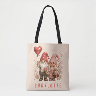 Tote Bag Gnomes de la Saint-Valentin personnalisés avec des