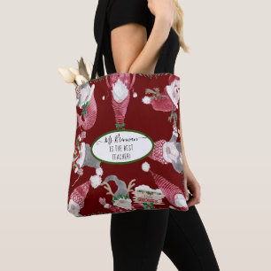 Tote Bag Gnomes de Noël Bourgogne Holly Meilleur nom d'ense