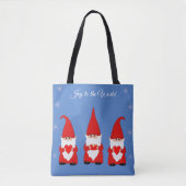 Tote Bag Gnomes de Noël mignons en bleu (Devant)