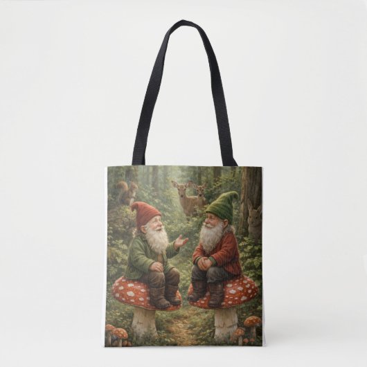 Tote Bag Gnomes having a chat (Devant)