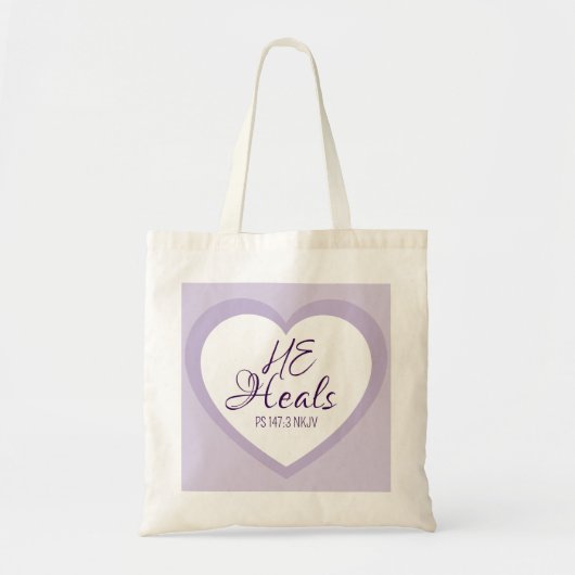 Tote Bag God Heals the Brokenhearted Light Purple Comfort (Devant)