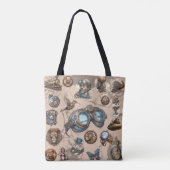 Tote Bag Goggles animaux Steampunk Thème Brown Blue Accents (Dos)