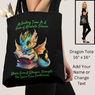 Tote Bag Gold Aqua Baby Dragon Avertissement Lecture Livre