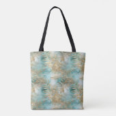 Tote Bag Gold Aqua White Feuilles tropicaux (Dos)