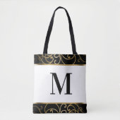 Tote Bag Gold Filigree Bordure Monogramme Fourre-tout (Devant)