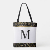 Tote Bag Gold Filigree Bordure Monogramme Fourre-tout (Dos)