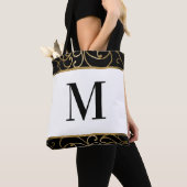 Tote Bag Gold Filigree Bordure Monogramme Fourre-tout (De près)