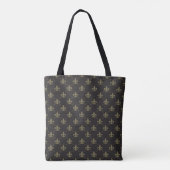Tote Bag Gold Fleur De Lis Pattern noir luxueux (Dos)
