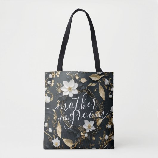 Tote Bag Gold Floral Wreath Mariage Mère de la chambre (Devant)
