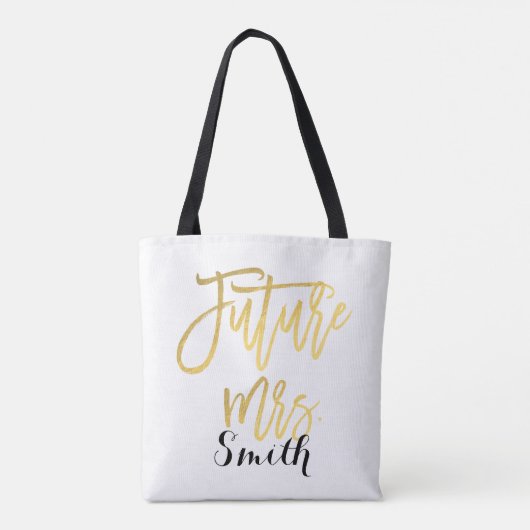 Tote Bag Gold Future Mme Fiançailles Mariage personnalisé (Dos)