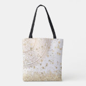 Tote Bag Gold Lotus Mandala avec Gold Stars sur Blanc (Dos)