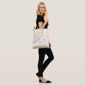 Tote Bag Gold Lotus Mandala avec Gold Stars sur Blanc (Sur le modèle)