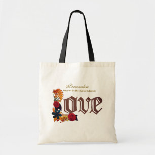 Tote Bag Gold Love Typographie Eternity Citation Floral Vin