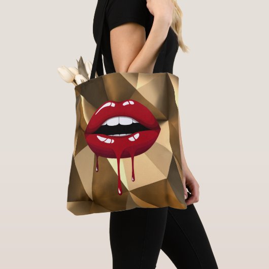 Tote Bag Gold Luxury Beauty Glam Red Drips (De près)