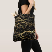 Tote Bag Gold Marbling Texture : Elément Design Luxe (De près)