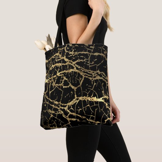 Tote Bag Gold Marbling Texture : Elément Design Luxe (De près)