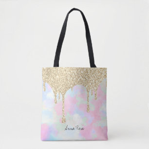 Tote Bag *~* Gold Parties scintillant Pastel Unicorn Sirène