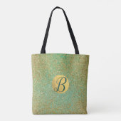 Tote Bag Gold Parties scintillant Turquoise Aqua Green Glam (Dos)