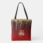 Tote Bag Gold Red Parties scintillant Drig Monogramme Éperc (Dos)