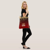 Tote Bag Gold Red Parties scintillant Drig Monogramme Éperc (Sur le modèle)
